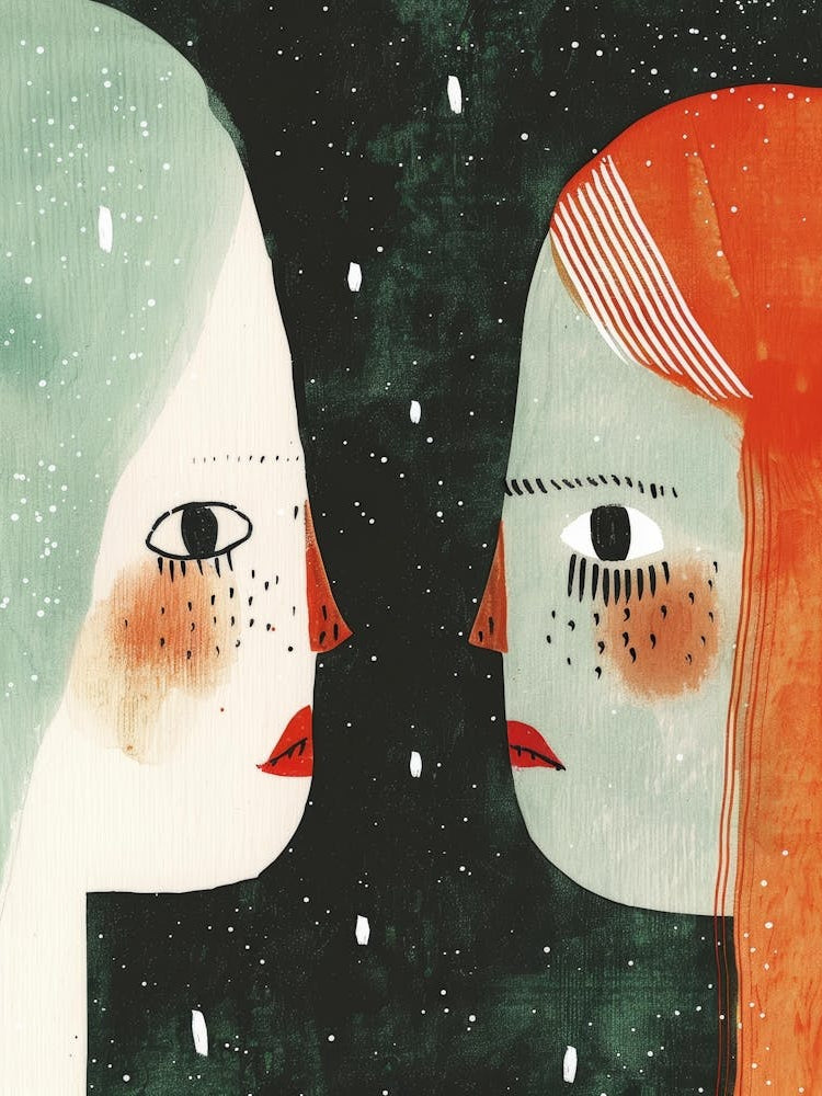 Two Women Staring At Each Other