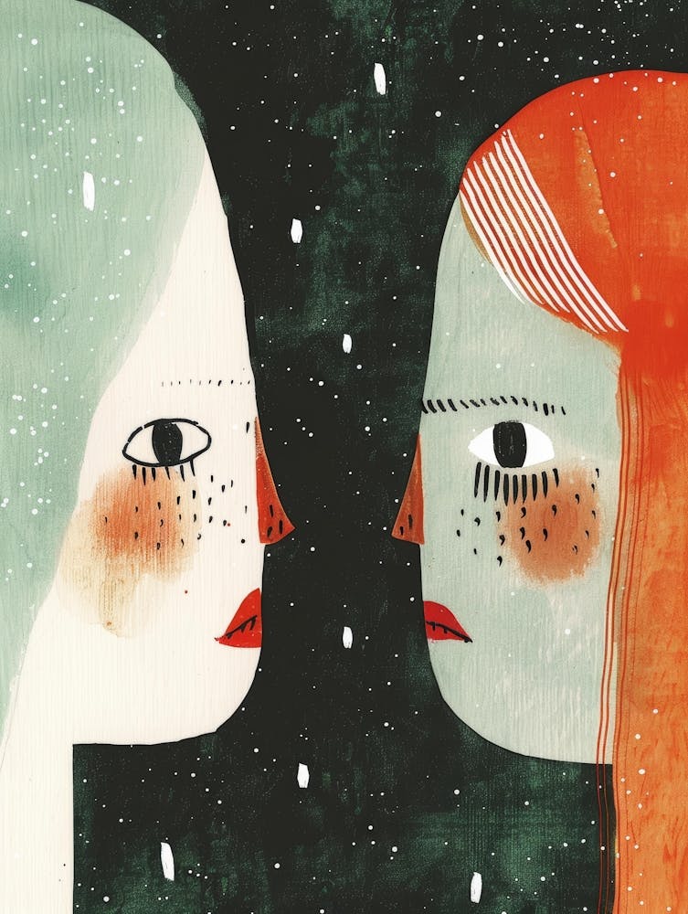 Two Women Staring At Each Other