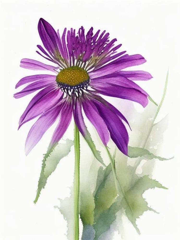 Purple Coneflower Wildflower Watercolour 2