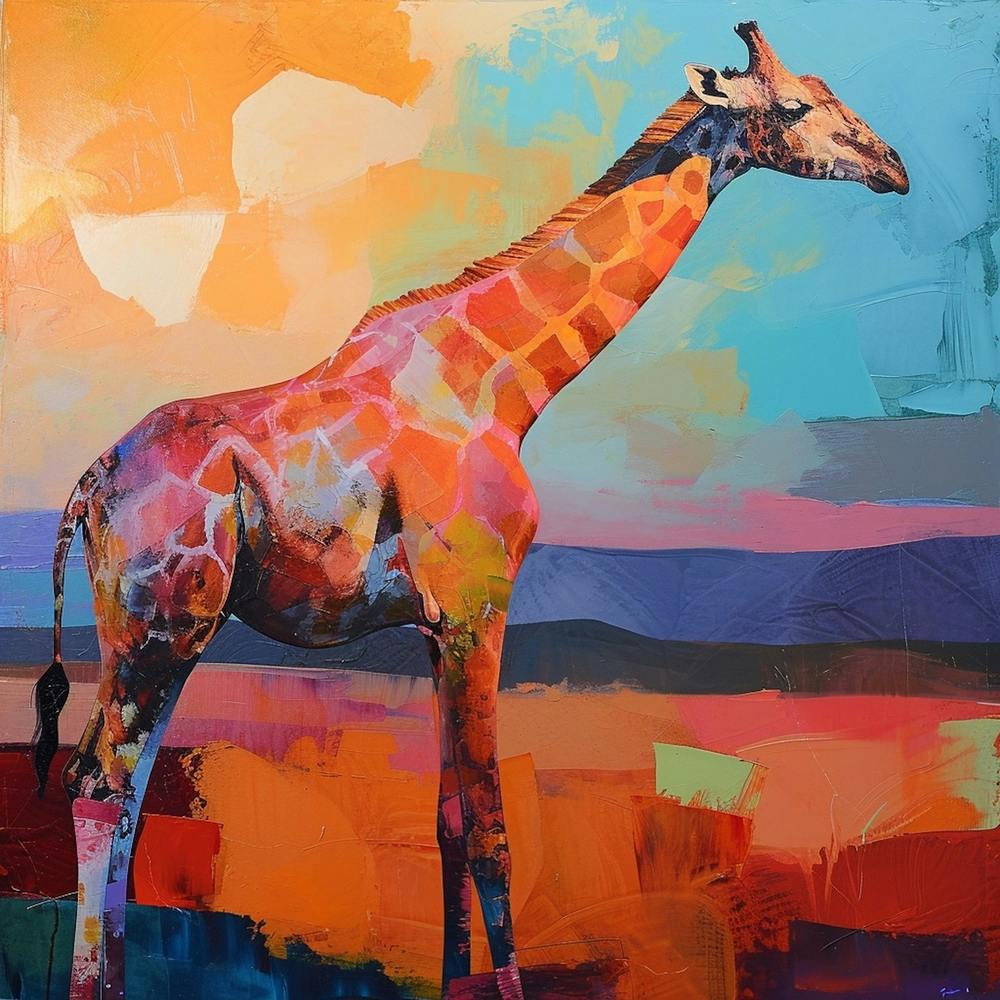 Impasto Warm Giraffe Portrait 3