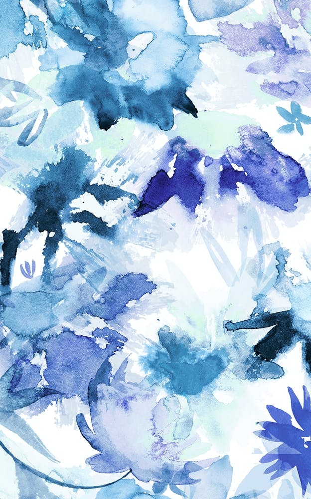 Watercolor Big Flowers Indigo