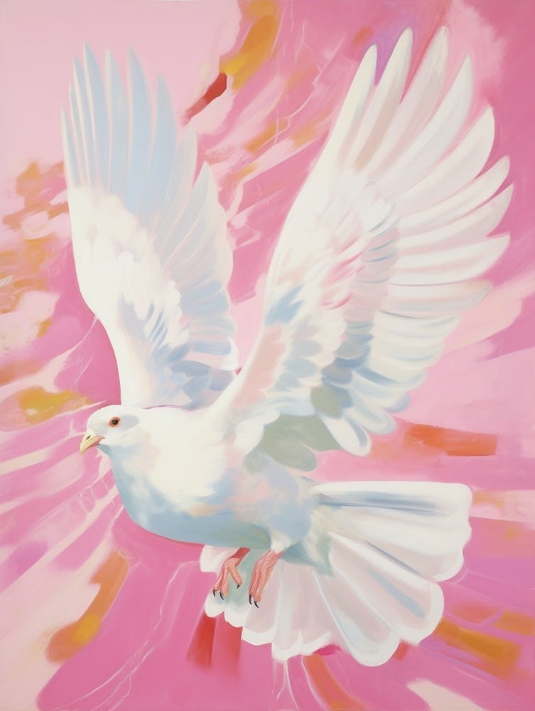 Pink Ethereal Bird Painting Pigeon 2