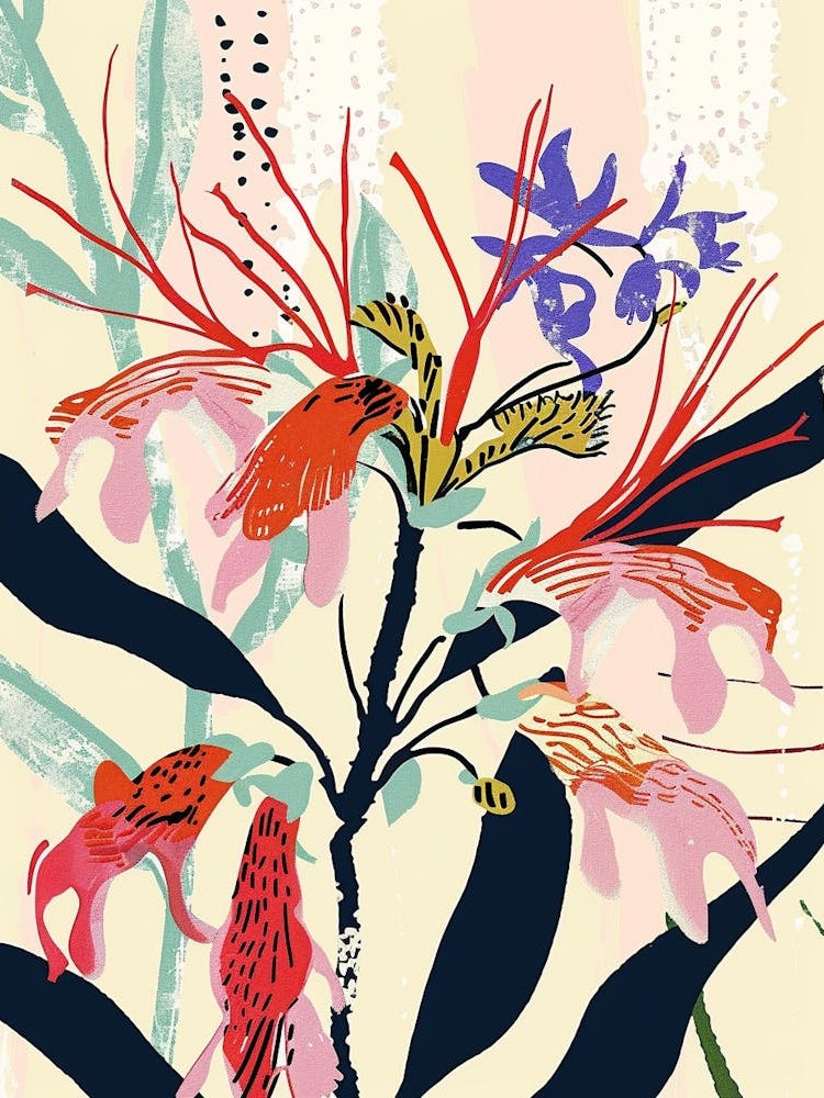 Colourful Flower Illustration Bee Balm 1