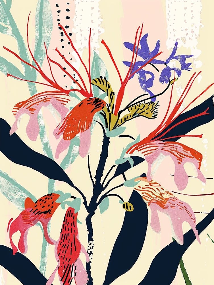 Colourful Flower Illustration Bee Balm 1