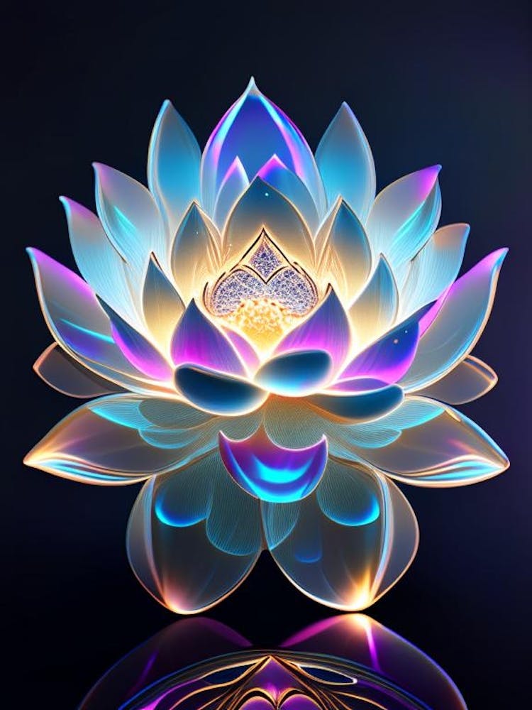 Lotus Flower, Buddhist Symbol Holographic 2