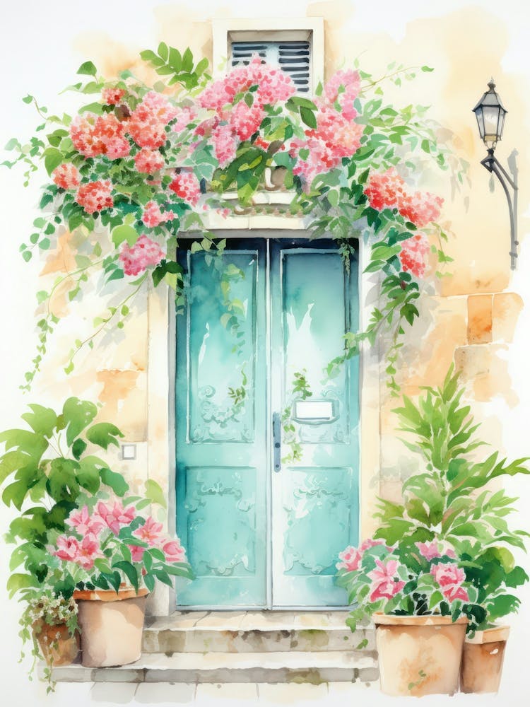 Marseille, France   Mediterranean Doors Watercolour Painting 3
