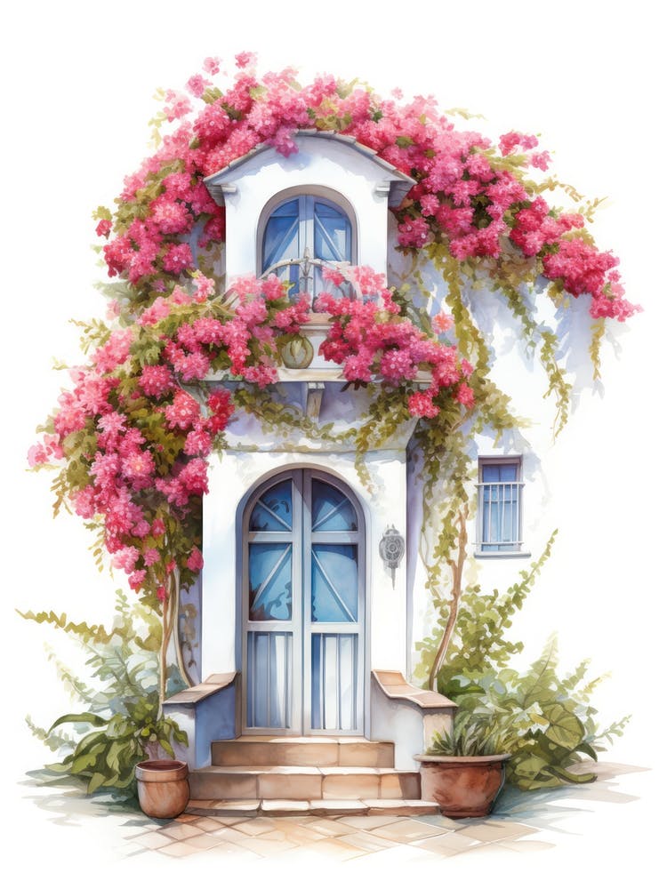 Limassol, Cyprus   Mediterranean Doors Watercolour Painting 4