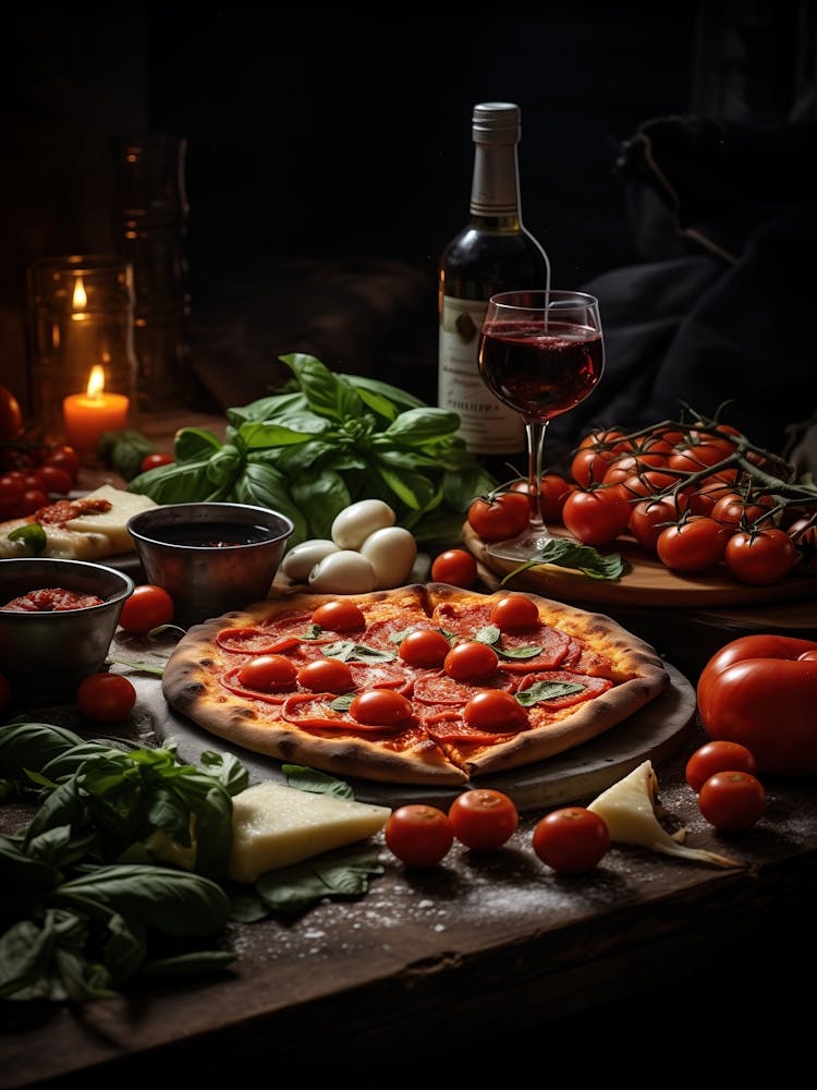 Pizza With Wine And Vegetables 1