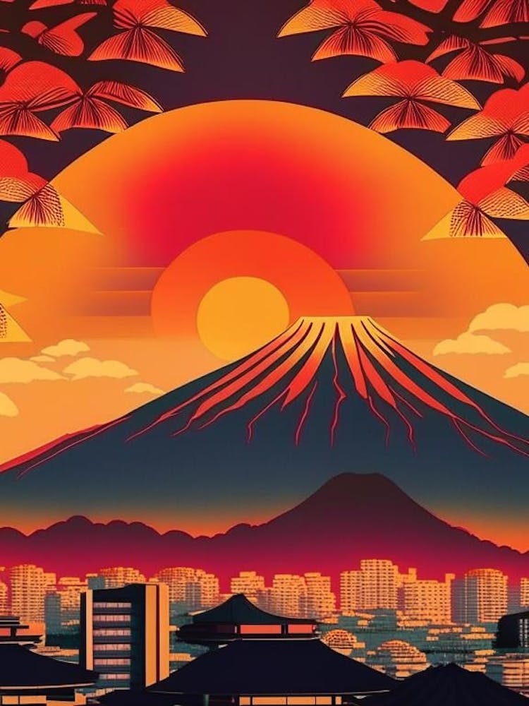 Nagasaki Japan Retro Sunset