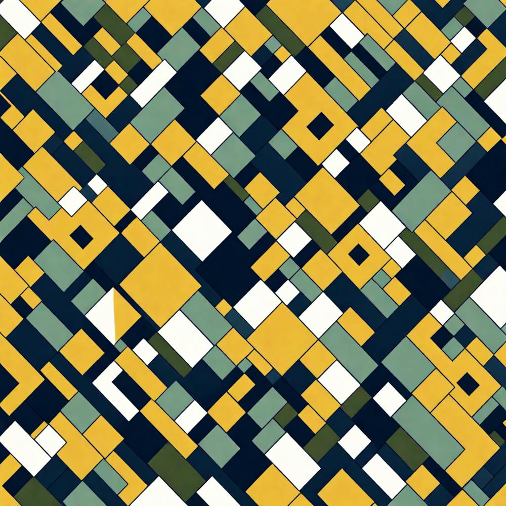 A Sophisticated Pattern Featuring Shapes And Bold Contrasting Colors like Mustard Yellow Navy Blue, flat art, 198