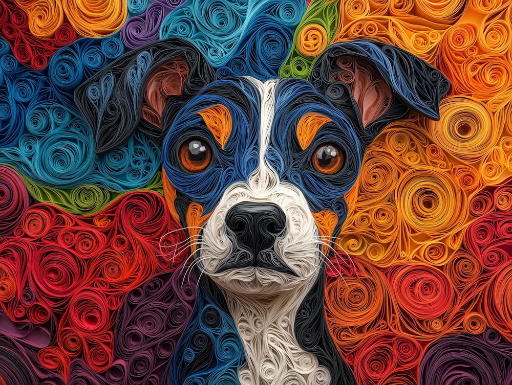 Brazilian Terrier Paper Quill Dog Portrait II