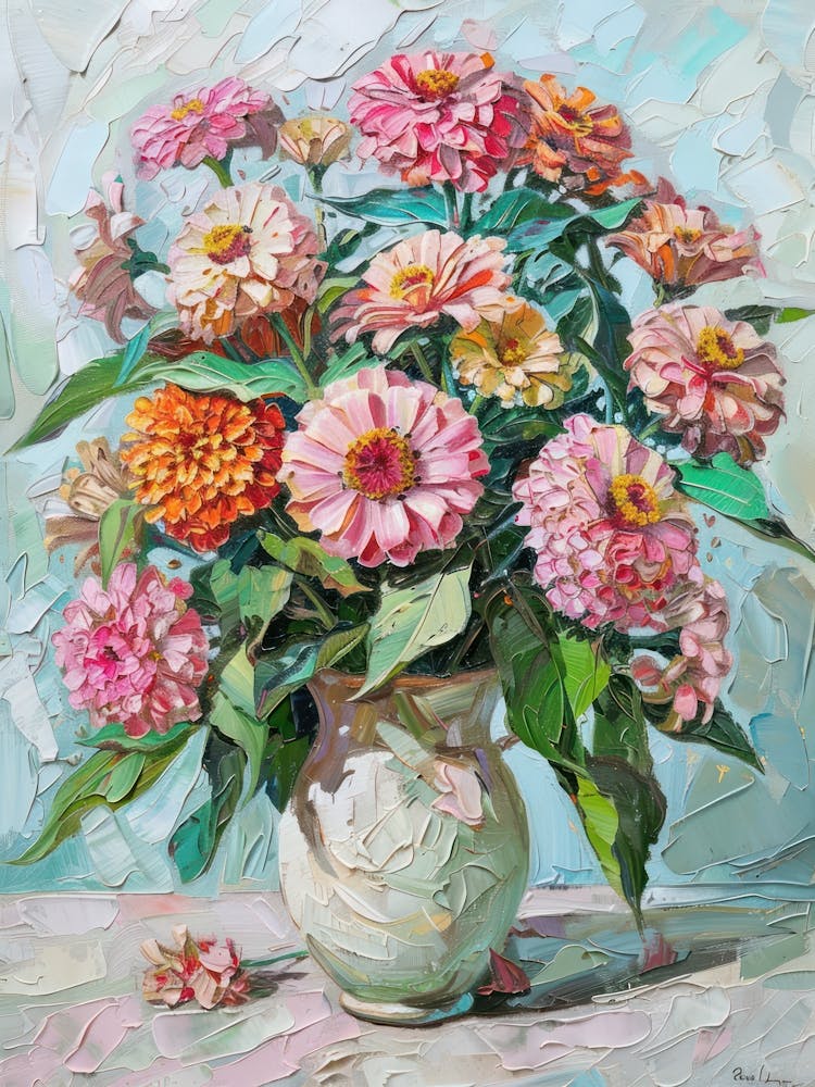 A World Of Flowers Zinnia 2 Painting