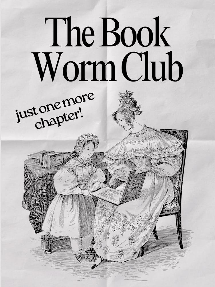 The Bookworm Club Print | One More Chapter Print | Readers Gifts | Reader Decor | Vintage Retro Neutral Wall Art |