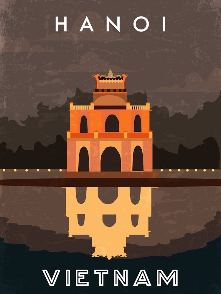 Hanoi, Vietnam — Retro travel minimalist poster 1