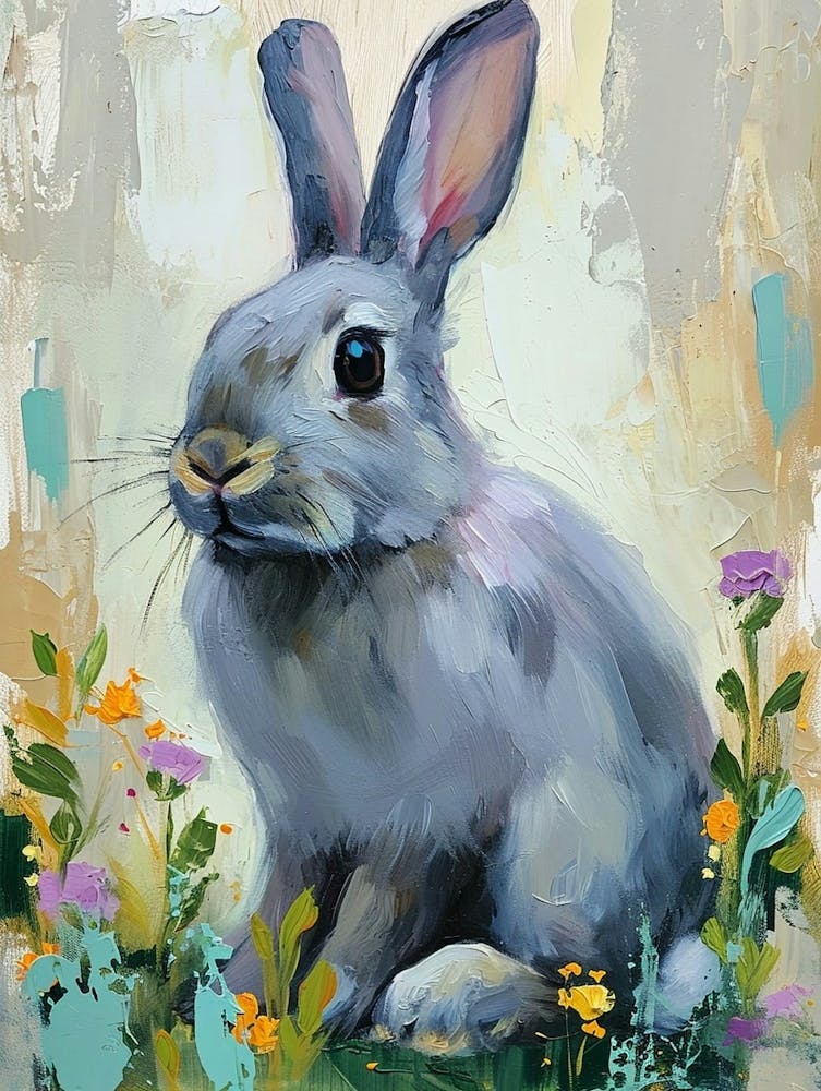 English Silver Rabbit Painting 4
