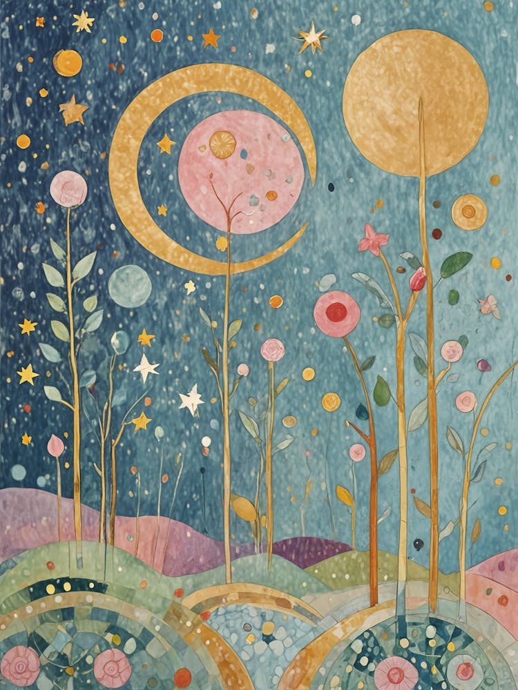 Abstract Moon And Star Plants