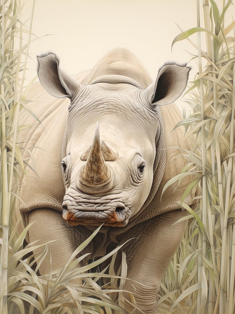 Nashorn wandert durch die Landschaft Illustration 7