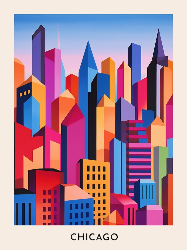 Chicago Colourful Travel Poster 9