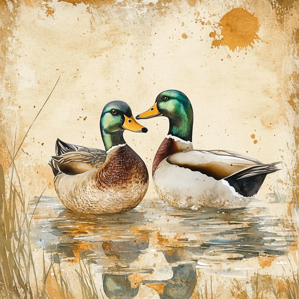 Watercolor Rustic Wild Ducks 6