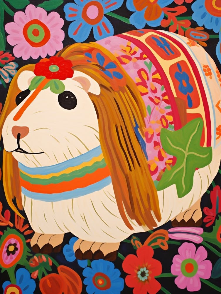 Maximalist Animal Painting Guinea Pig 1