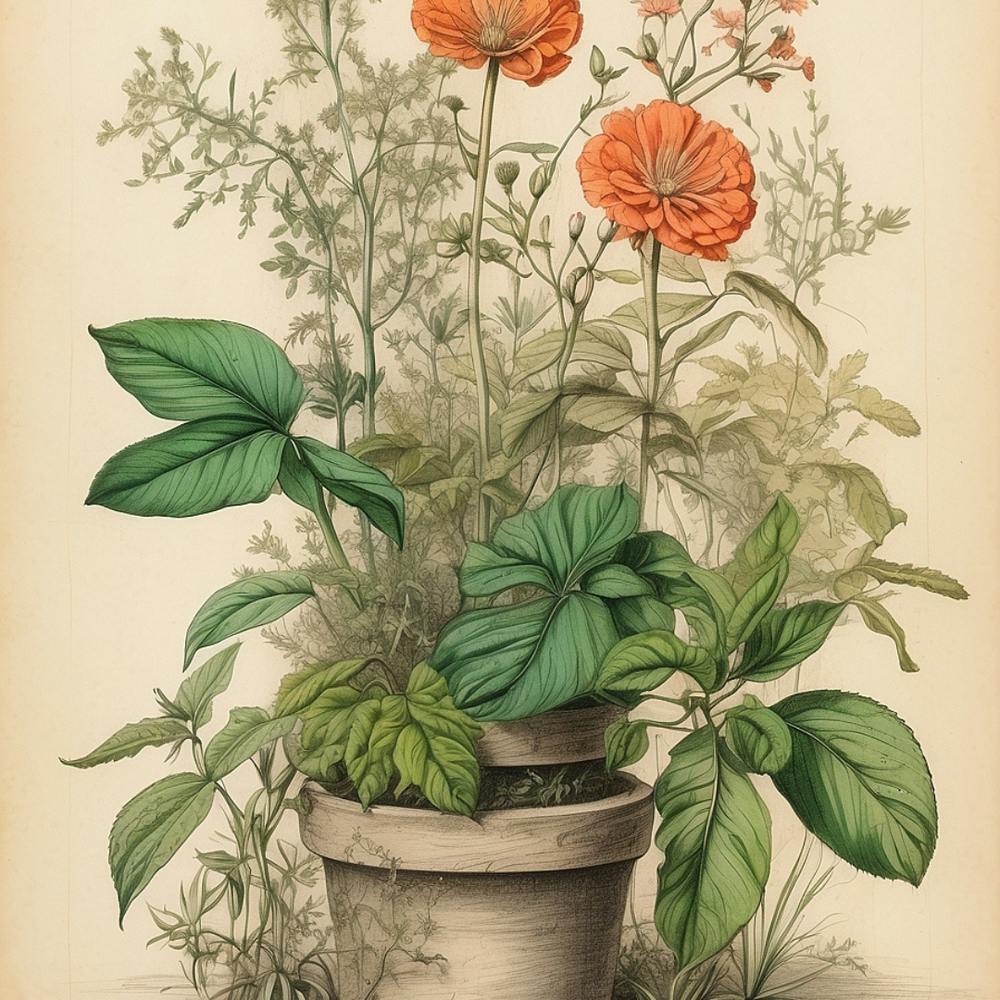 Orange Flowers In A Pot