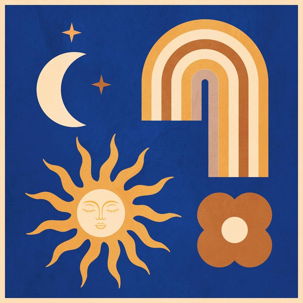 Minimal Geometric Abstraction Rainbow, Flower, Sun And Moon 6