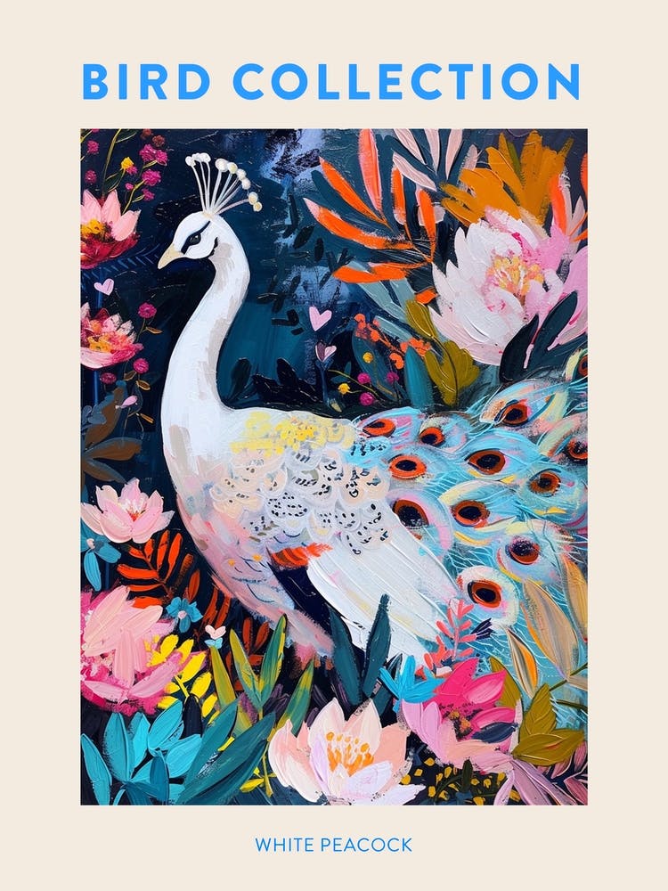 White Peacock Painting 3 Poster