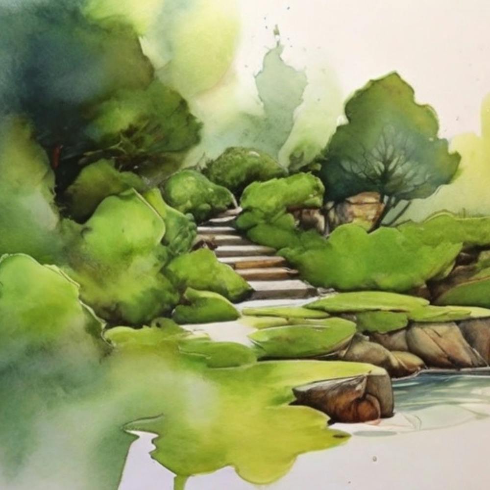 Aquarell eines Gartens