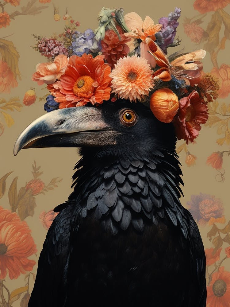 Bird With A Flower Crown Raven 3