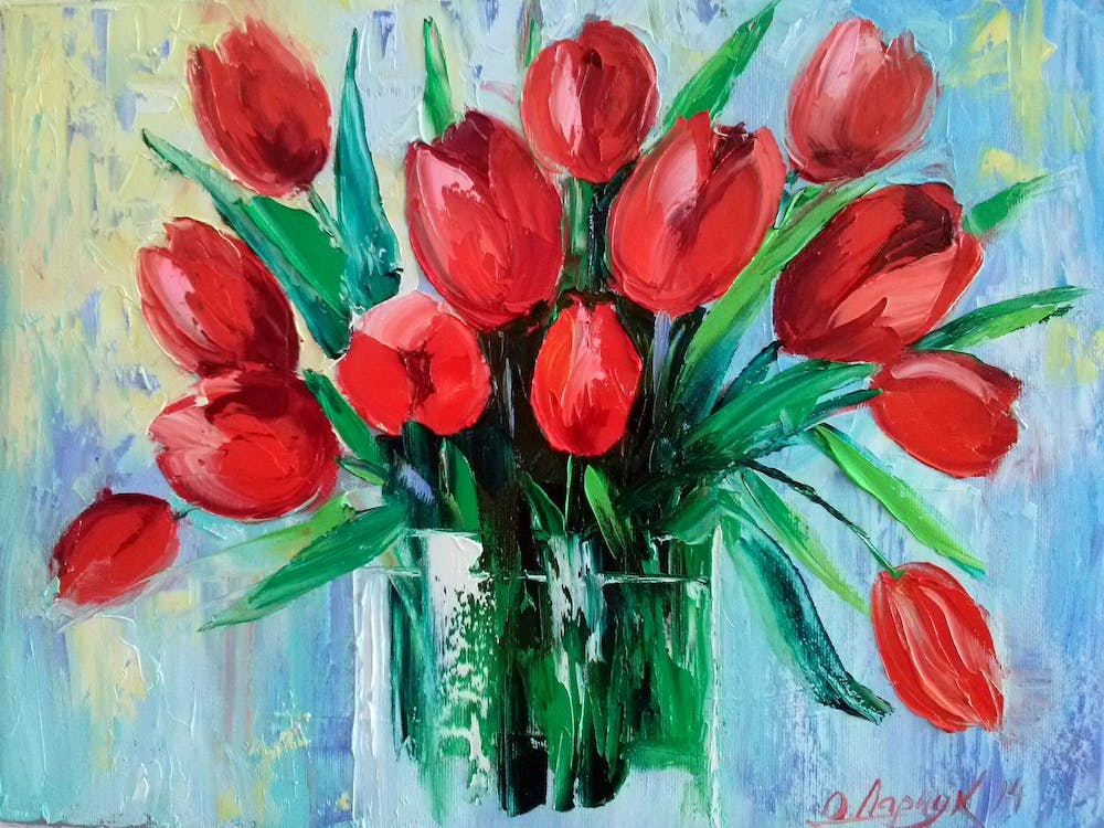 Bouquet of red tulips