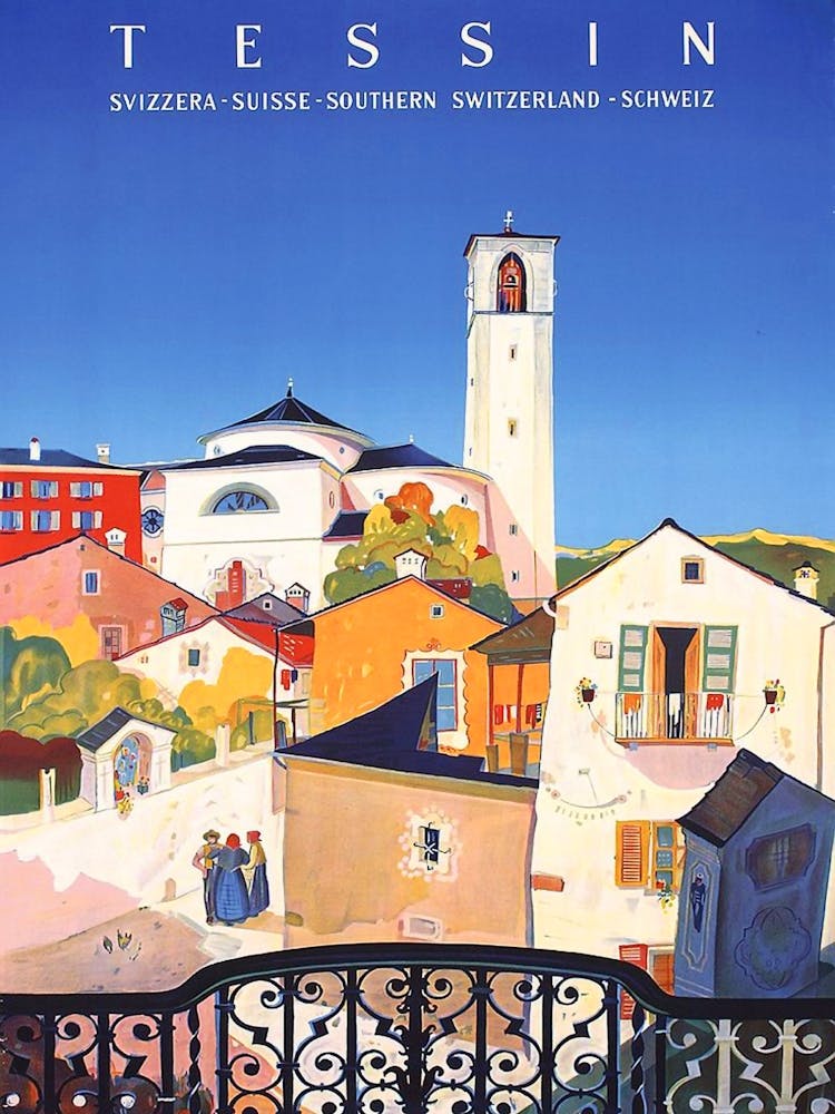 Tessin, Italy, Vintage Travel Poster