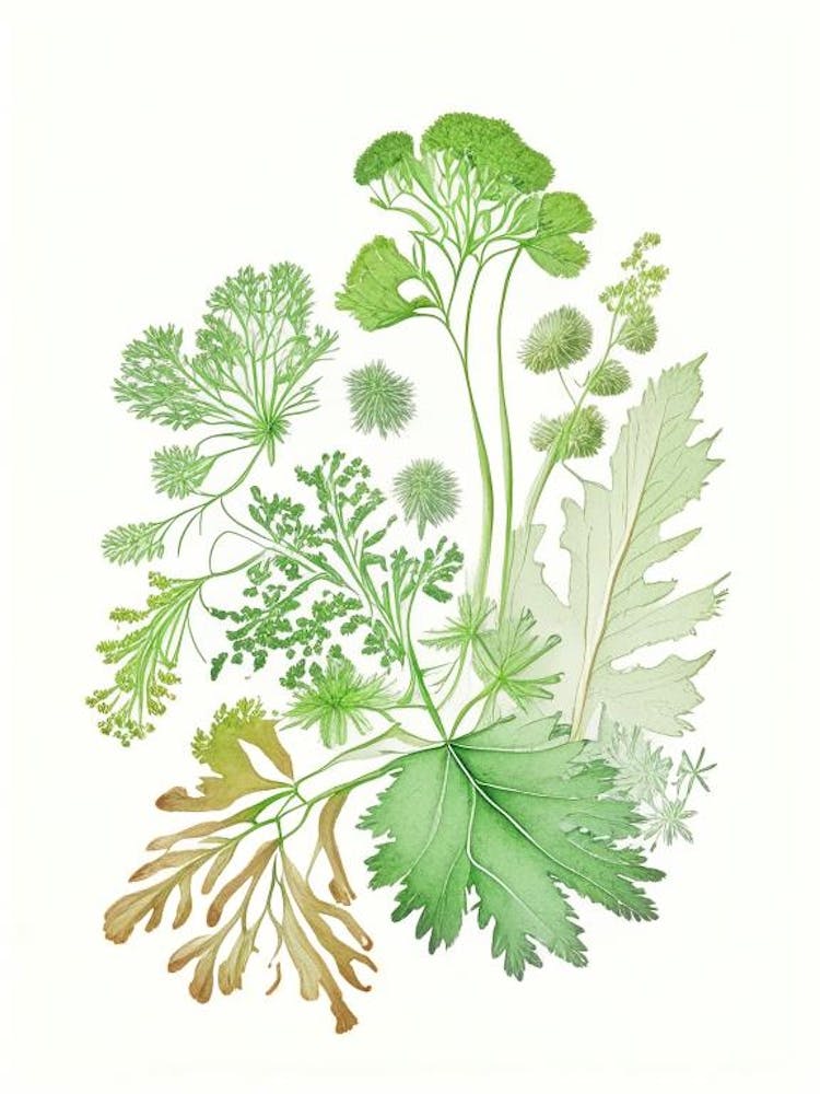 Parsley Spices And Herbs Pencil Illustration 1