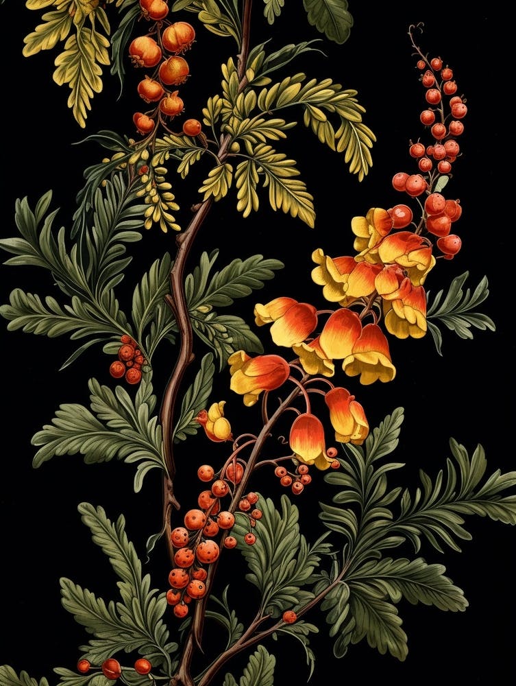 Mahonia 1 William Morris Style Winter Florals