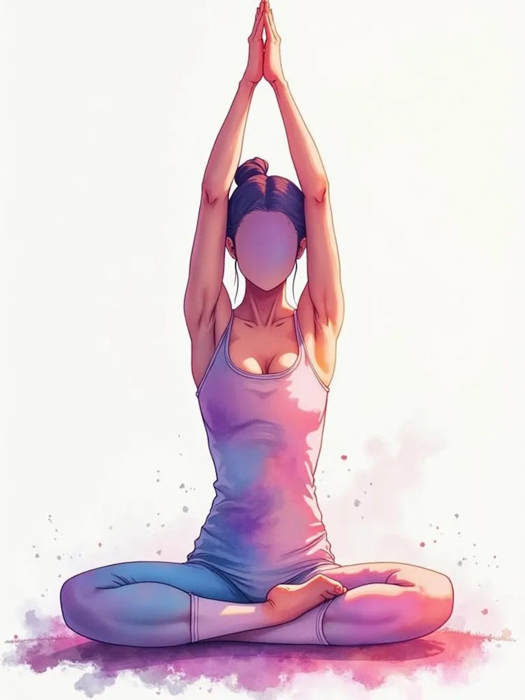 watercolour faceless yoga art