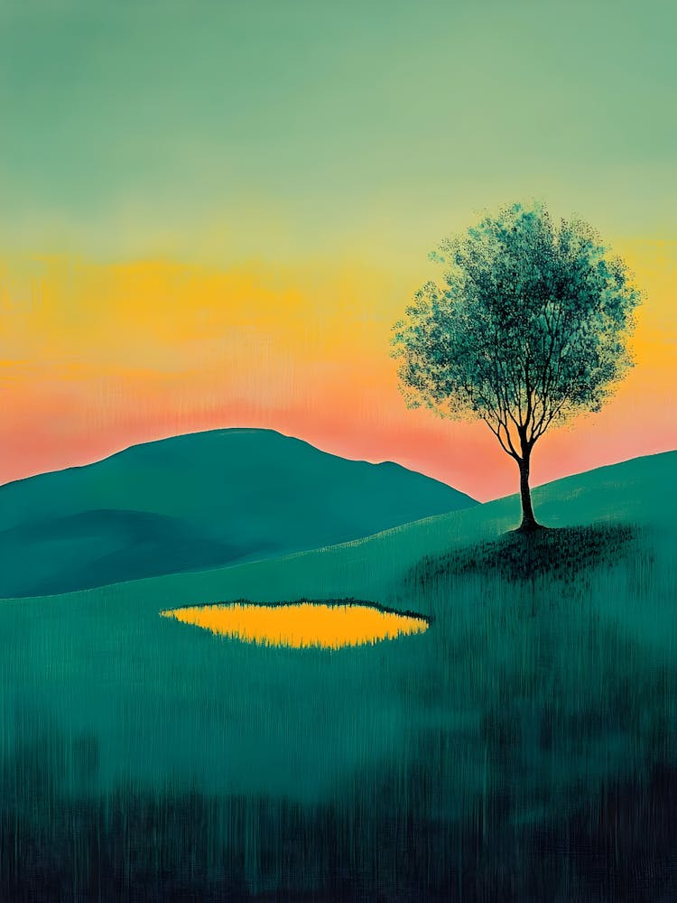 Lone Tree At Sunset