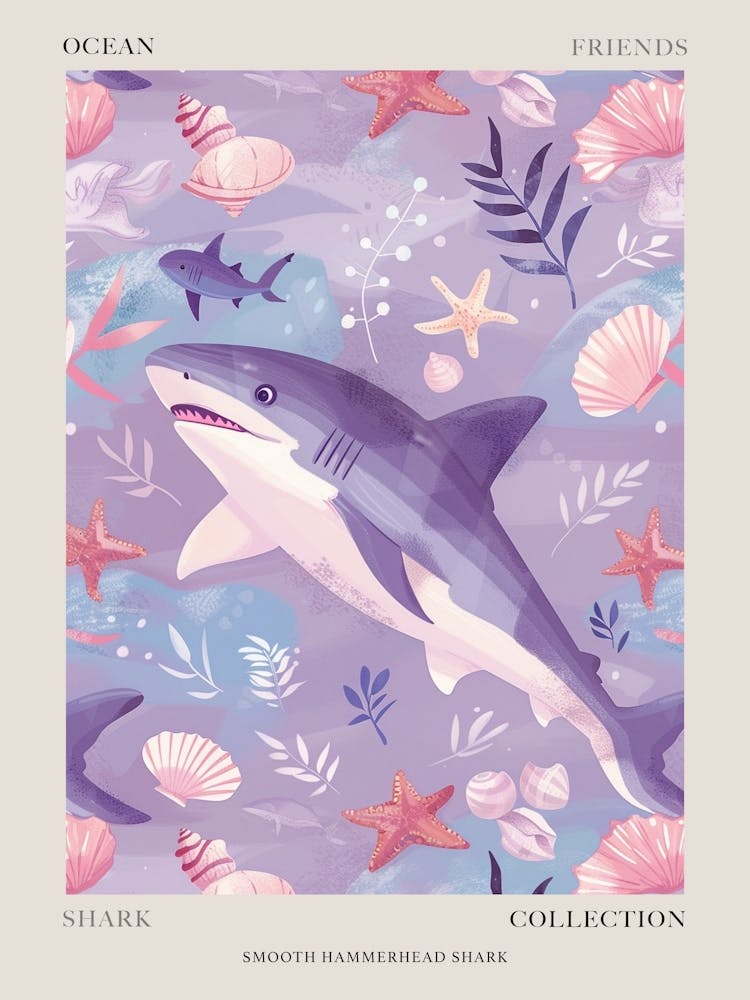 Purple Smooth Hammerhead Shark 4 Poster