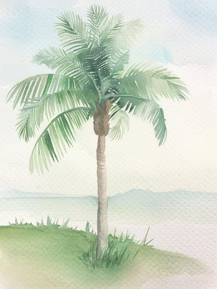 Palm Tree Atmospheric Watercolour Painting 3