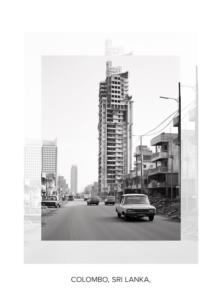 Poster Of Colombo, Sri Lanka,, Black And White Old Photo 3