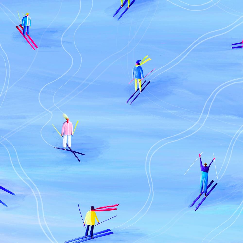 Illustration Of Skiers