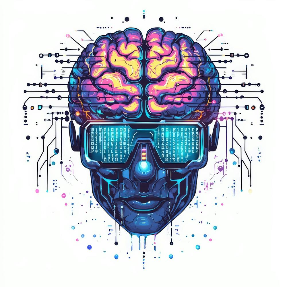 Digital Brain.Generated AI. Wall