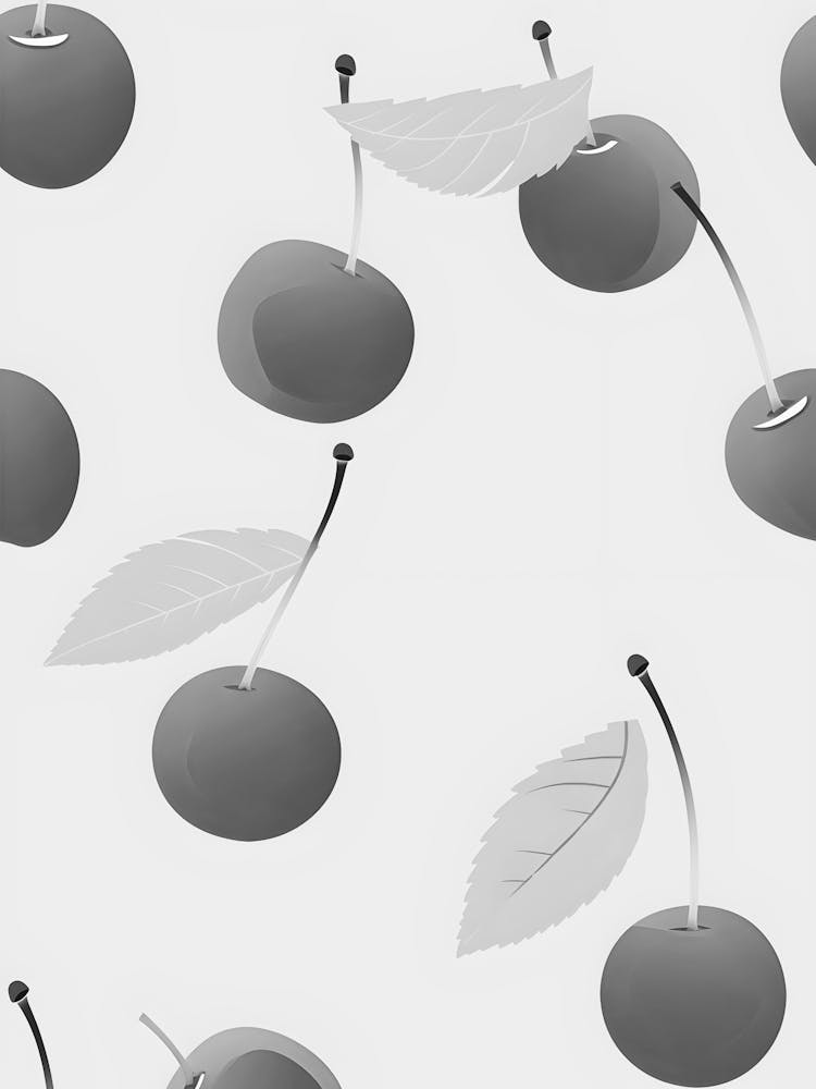 Black And White Cherry Pattern