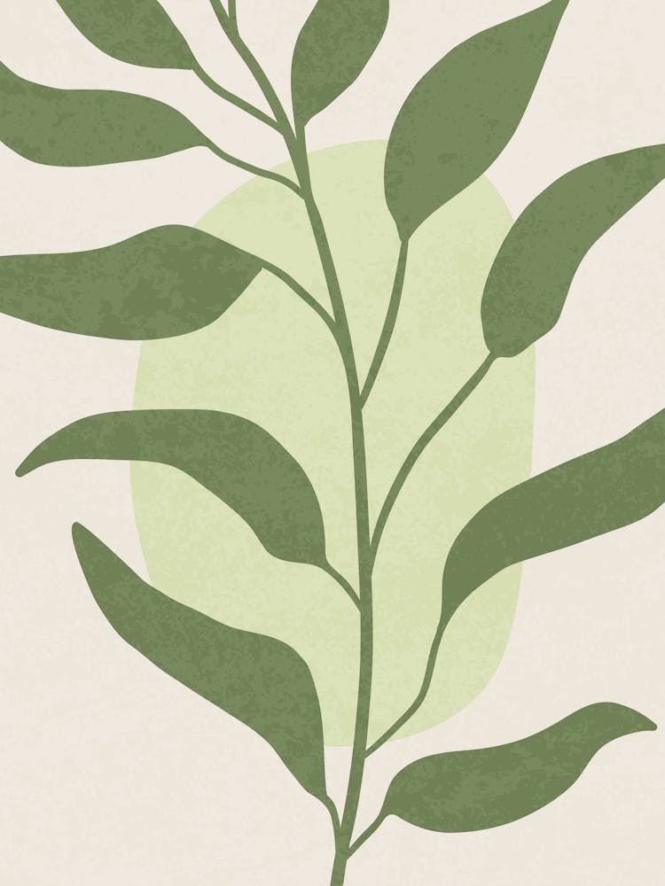 Minimalist Green Leaf Botanical Illustration