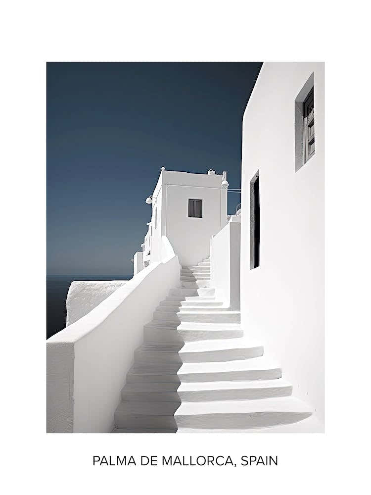 Poster Of Santorini, Greece, Photography In Black And White 4