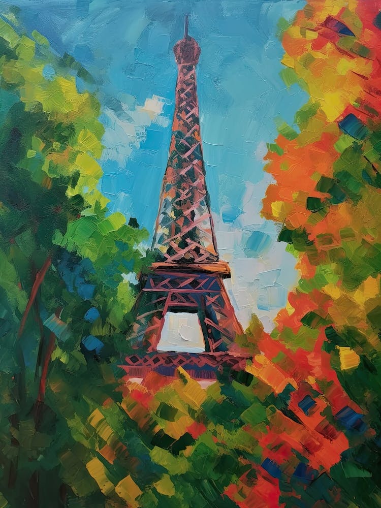 Eiffelturm Paris Frankreich David Hockney Stil 15