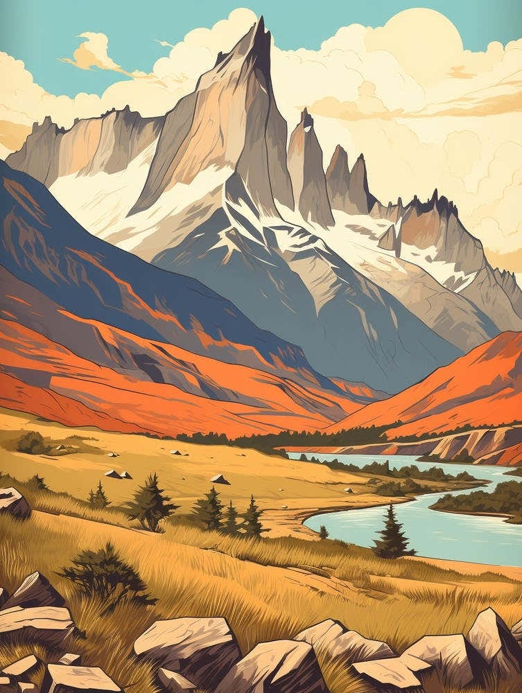 Patagonia 1 Vintage Travel Illustration