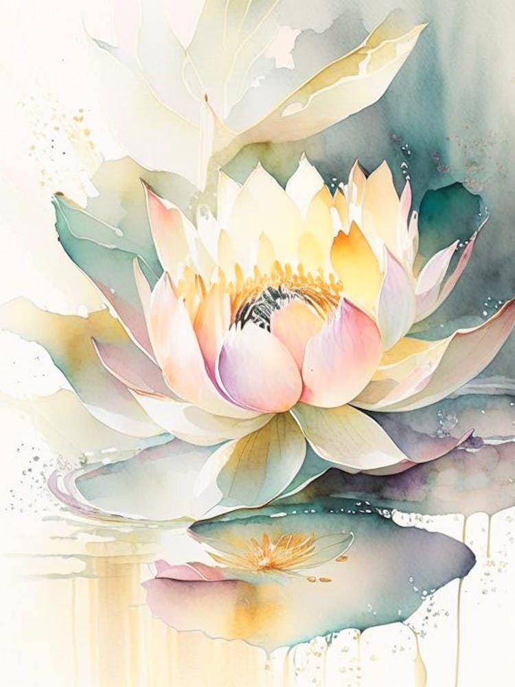 Lotus Flower Pattern Storybook Watercolour 4