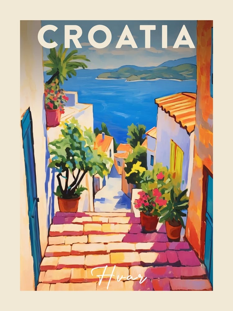 Hvar Croatia 3 Fauvist Painting  Travel Poster