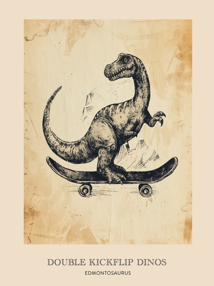 Edmontosaurus Vintage Dinosaur Poster 1