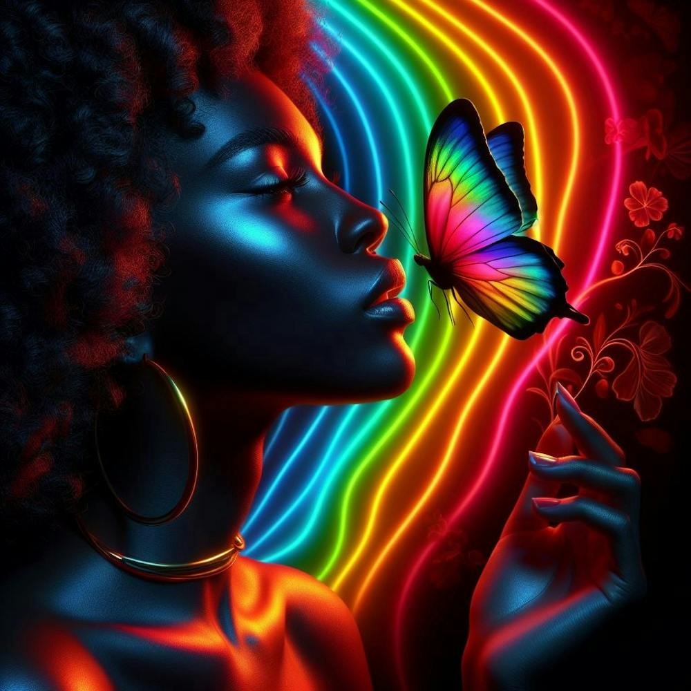 Beautiful Black Woman With A Butterfly