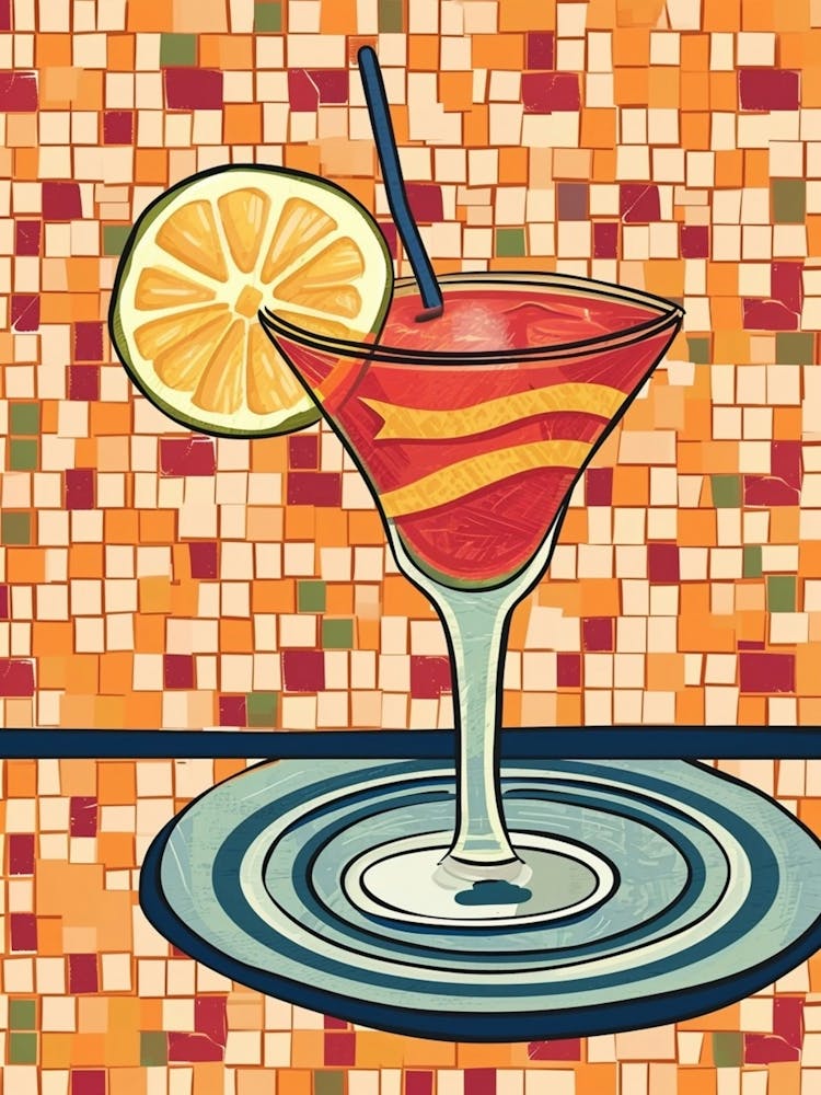 Fruity Cocktail Illustration A Tiled Background 1